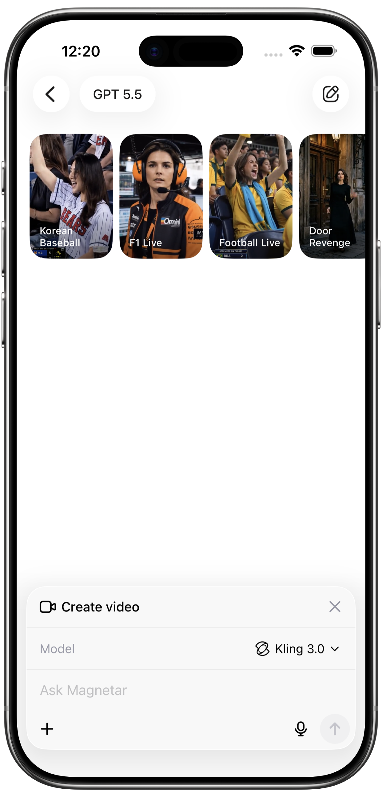 Magnetar video generation screen